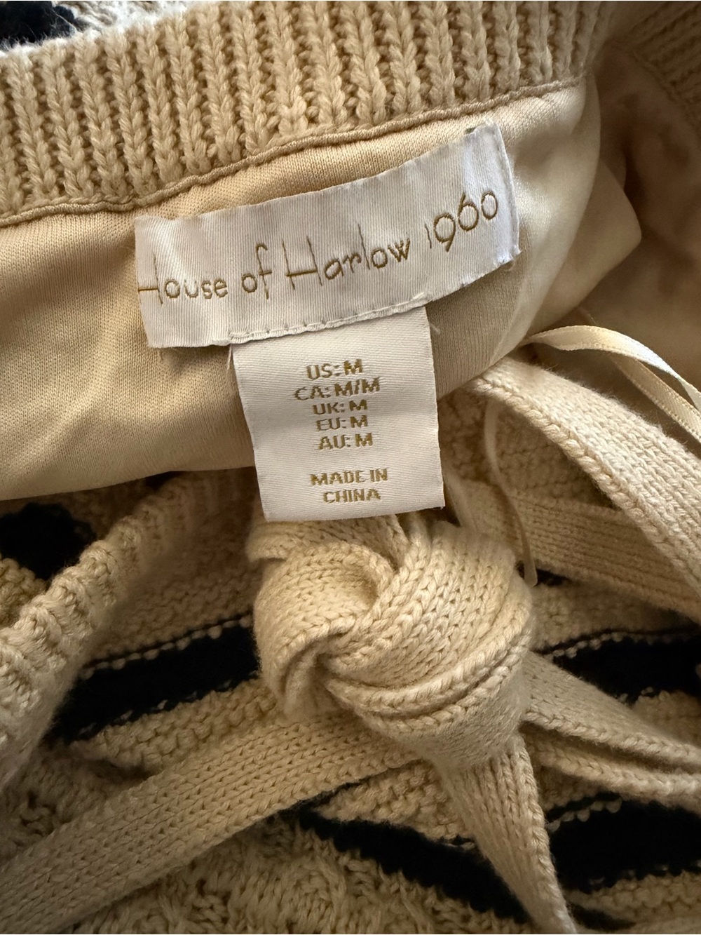 House of Harlow 1960 Cream and Black Striped Knit Halter Dress - Picture 3 of 3